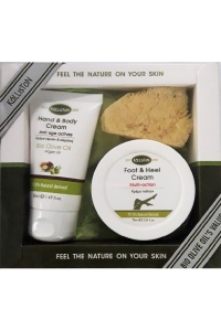 Gift Set Hand and Body Cream Argan 75ml - Foot cream 75ml - Natural Sponge 